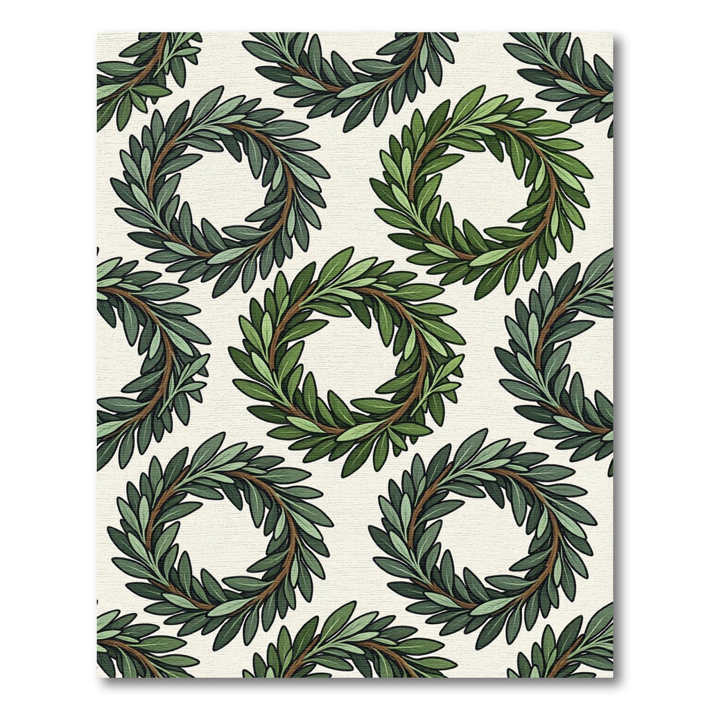 Green Laurel Wreath Repeating Pattern Rug