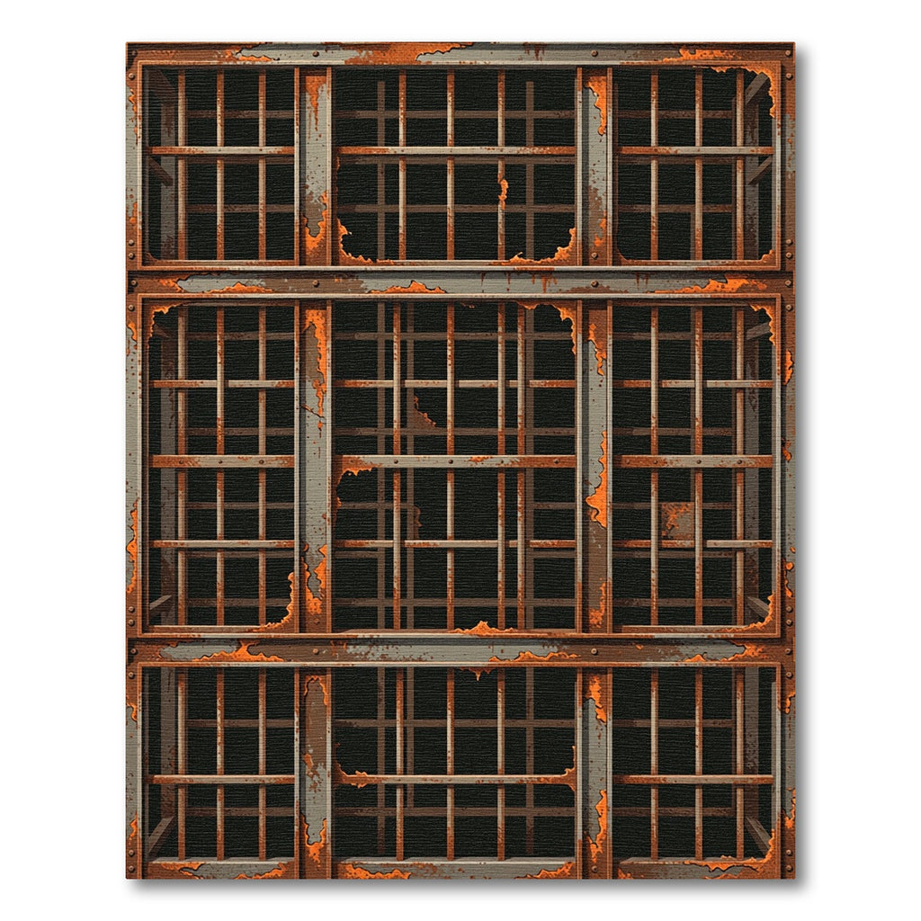Rusty Metal Cage Grid Repeats Rug