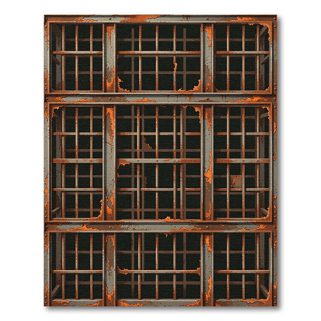 Rusty Metal Cage Grid Repeats Rug