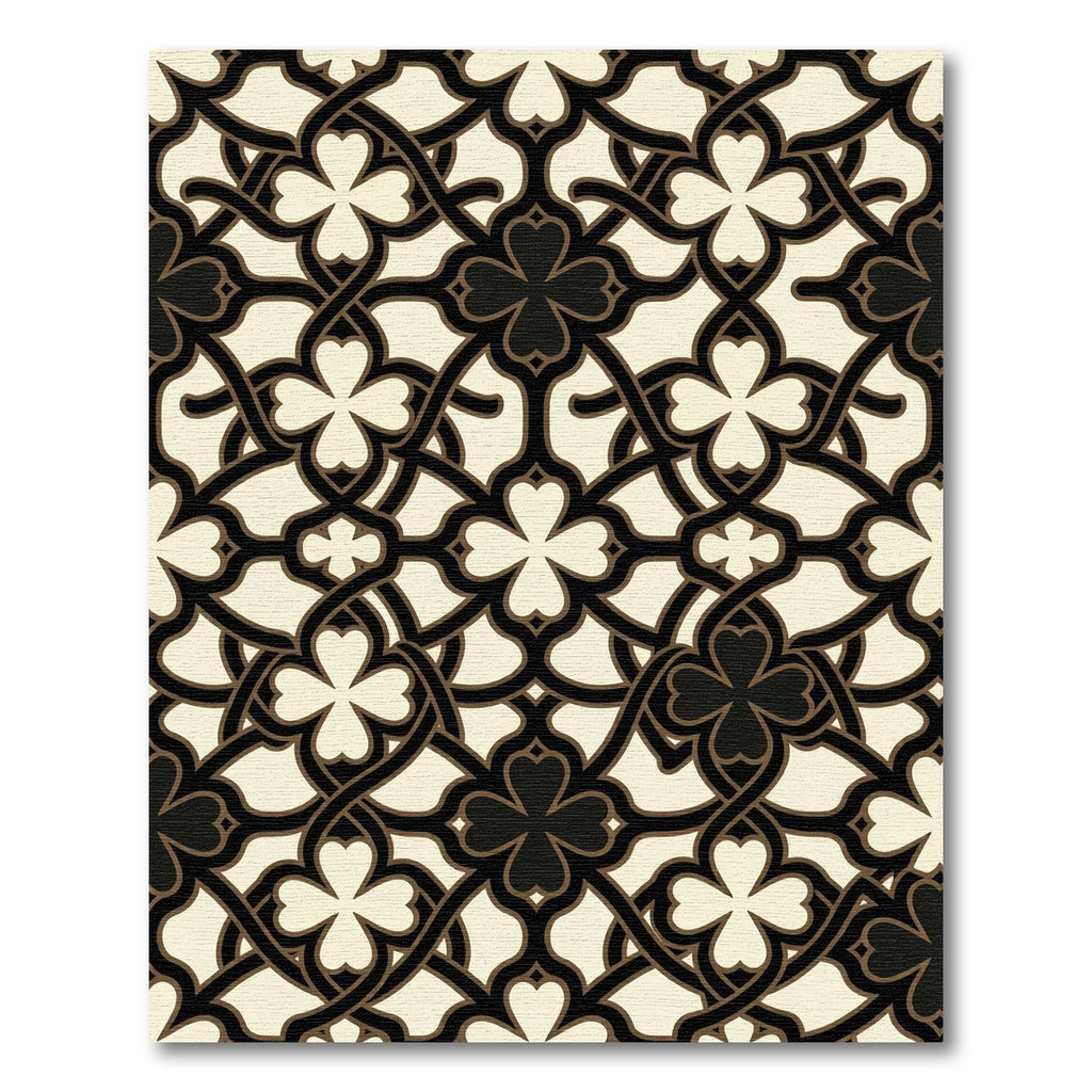 Cream and Black Clover Lattice Rug