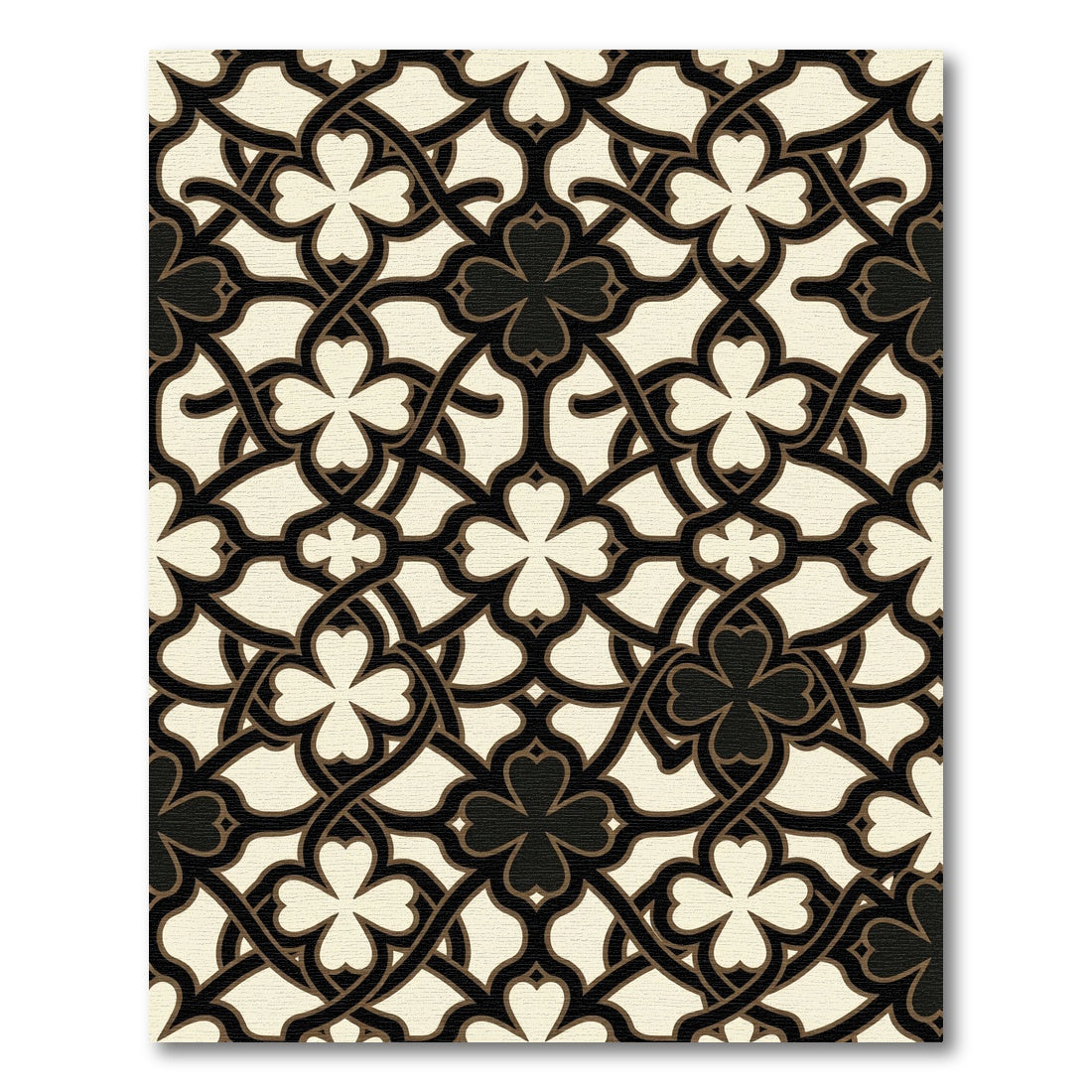 Cream and Black Clover Lattice Rug