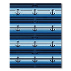 Navy Blue Anchor Striped Nautical Rug