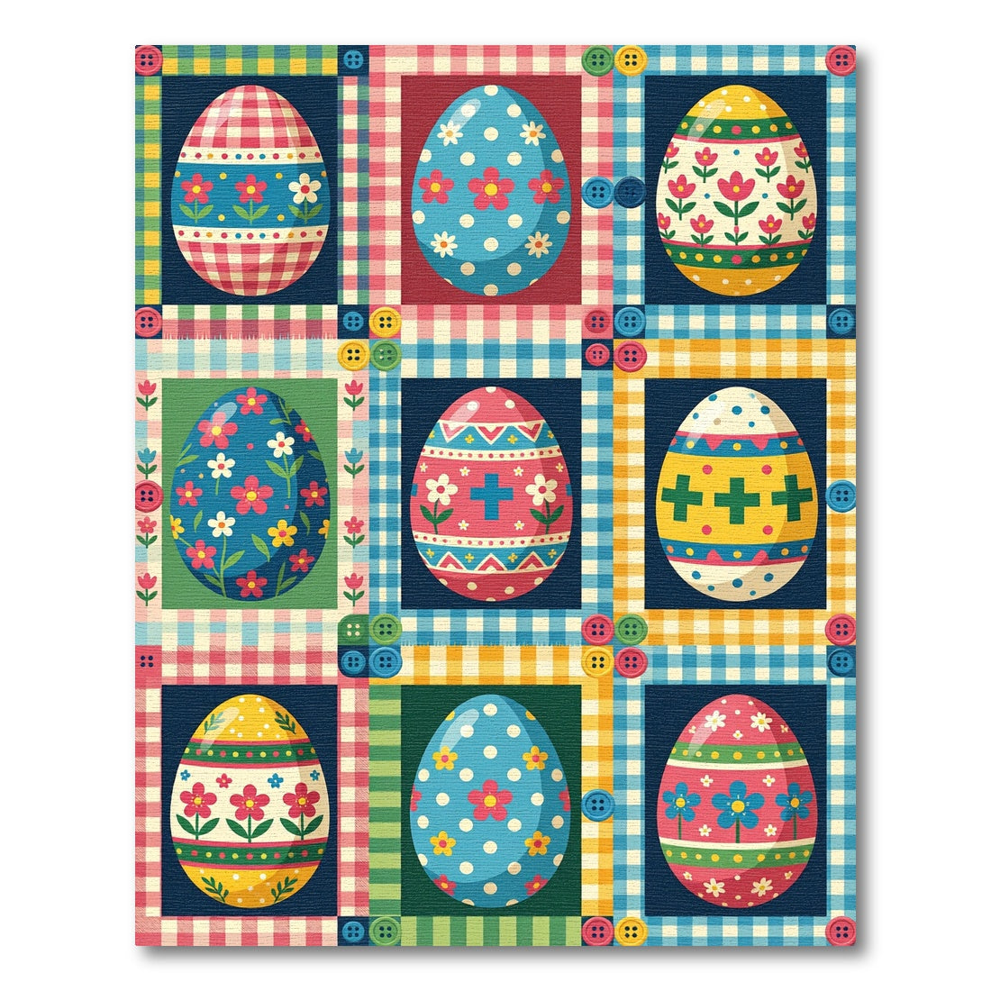 Festive Patchwork Easter Egg Quilt Rug