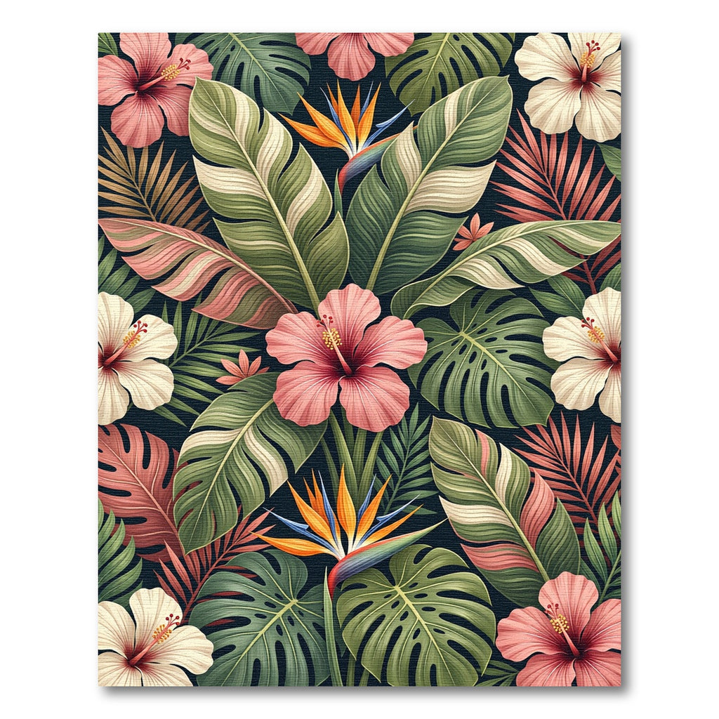 Vibrant Tropical Bird Paradise Blooms Rug