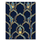 Elegant Navy Gold Arch Lantern Rug