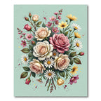Romantic Blush Pink Rose Garden Bouquet Rug
