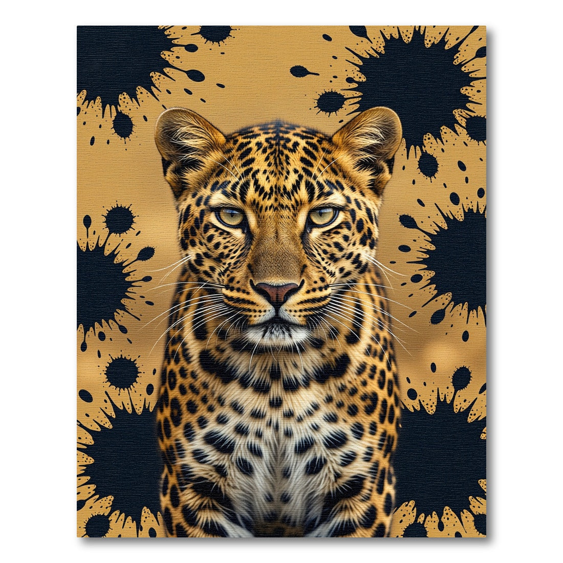 Golden Leopard Splatter Court Rug