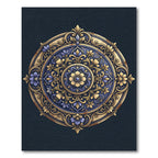 Ornate Deep Blue Floral Medallion Rug