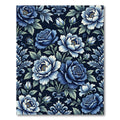 Deep Blue Floral Garden Arrangement Rug