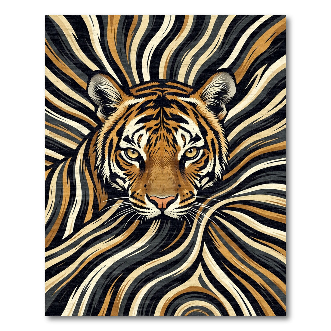 Bold Tiger With Swirling Stripes Rug