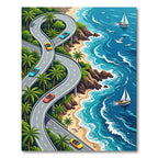 Vibrant Coastal Road Palm Beach View Rug