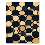 Modern Geometric Black and Gold Hexagon Rug