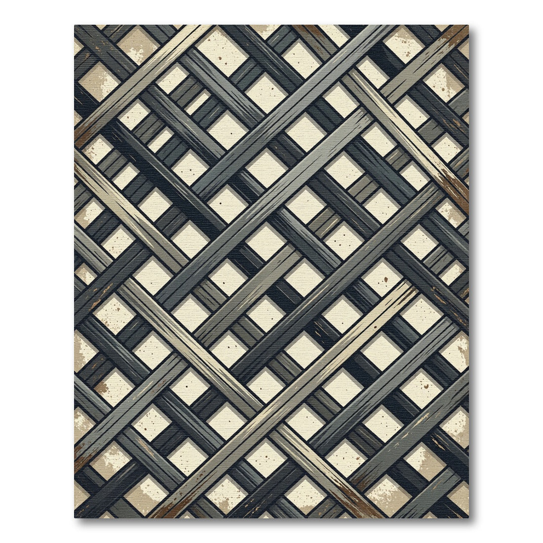 Industrial Charcoal Diagonal Lattice Weave Rug
