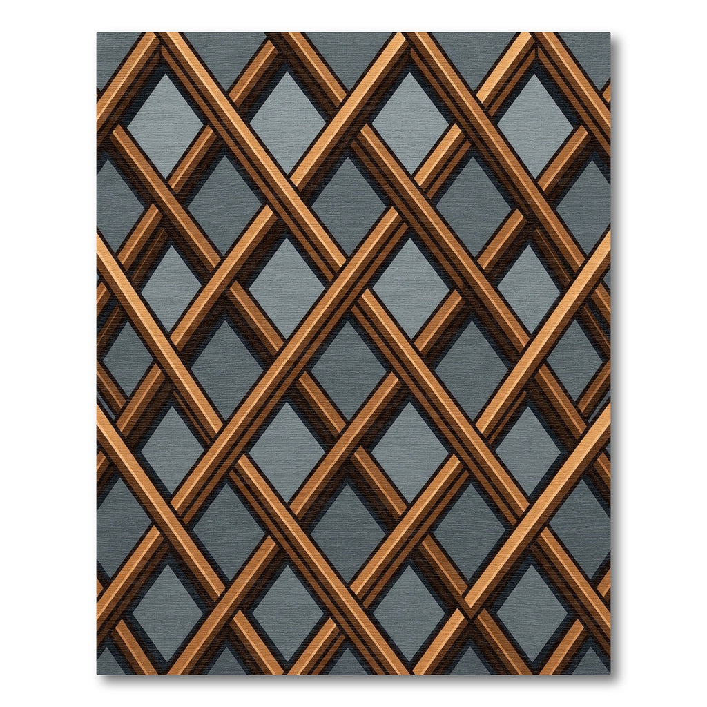 Copper Geometric Lattice Grid Rug