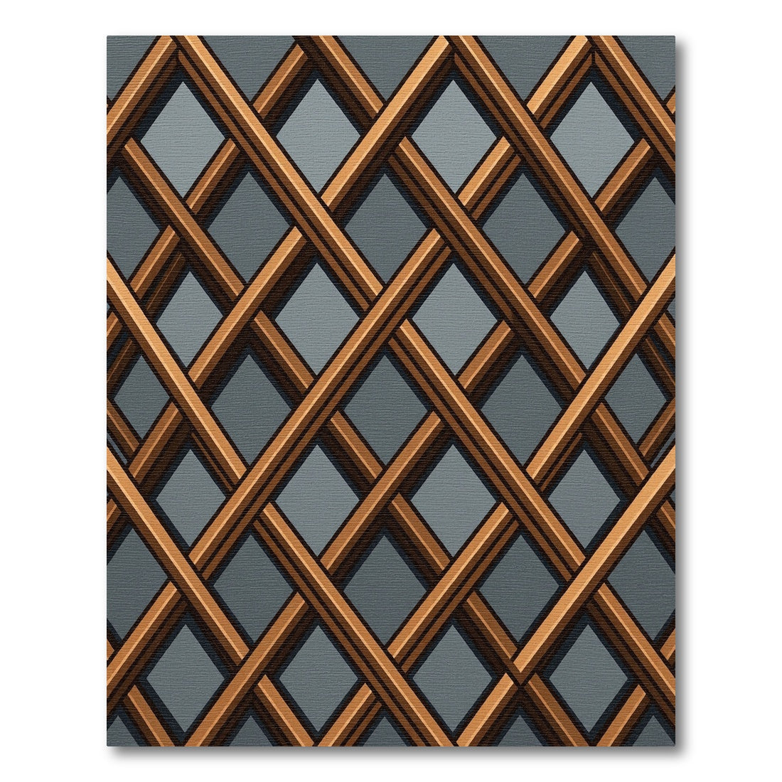 Copper Geometric Lattice Grid Rug
