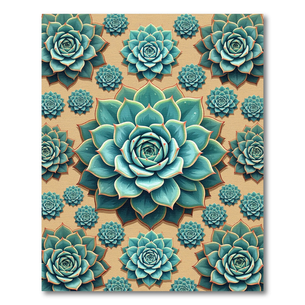Teal Succulent Floral Arrangement Rug