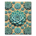 Teal Succulent Floral Arrangement Rug