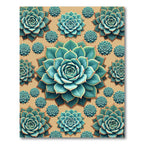 Teal Succulent Floral Arrangement Rug