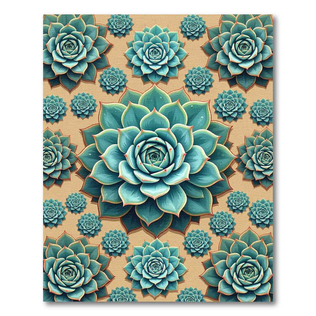 Teal Succulent Floral Arrangement Rug