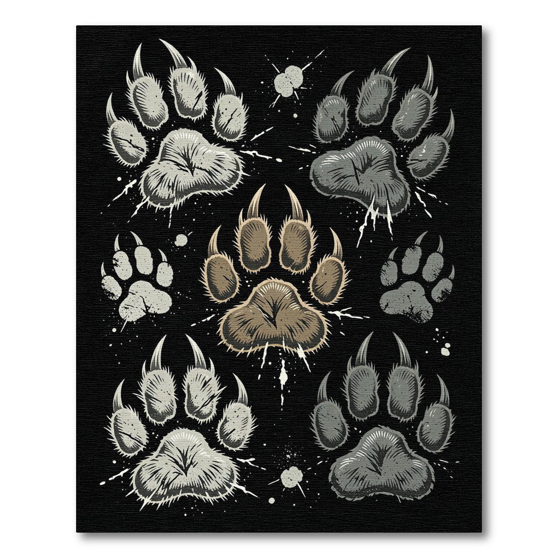 Gray Brown Claw Marks Arrangement Rug