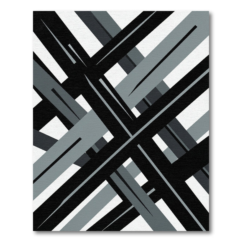 Modern Monochrome Geometric Abstract Lines Rug