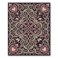 Coral Pink Lace Heart Swirls Rug
