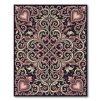Coral Pink Lace Heart Swirls Rug