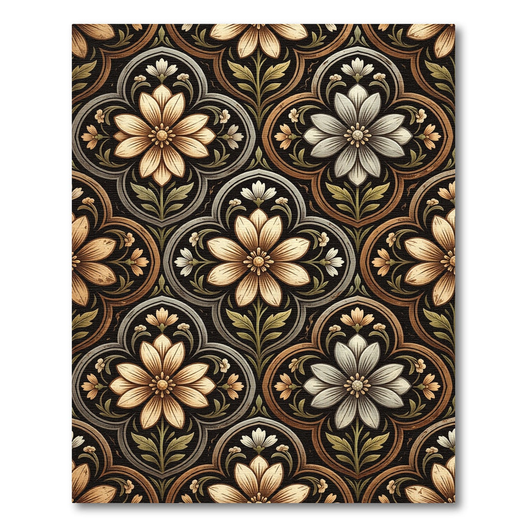 Floral Damask Medallion in Sepia Sage Rug