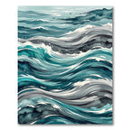 Abstract Teal Serene Ocean Waves Rug