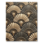 Art Deco Gold Black Fan Arrangement Rug