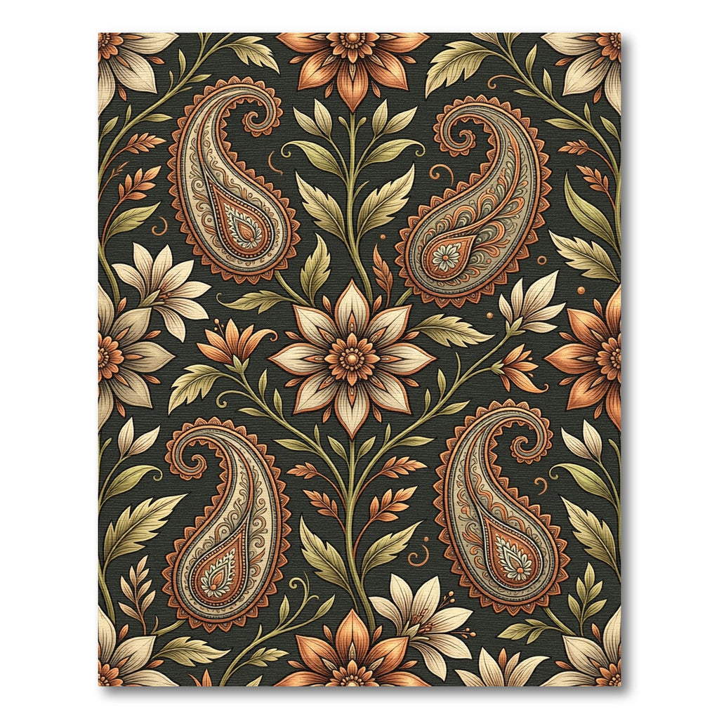 Rich Paisley Floral Botanical Illustration Rug