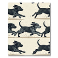 Playful Running Black Puppy Minimalist Rug
