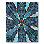 Electric Blue Geometric Cracked Mandala Rug