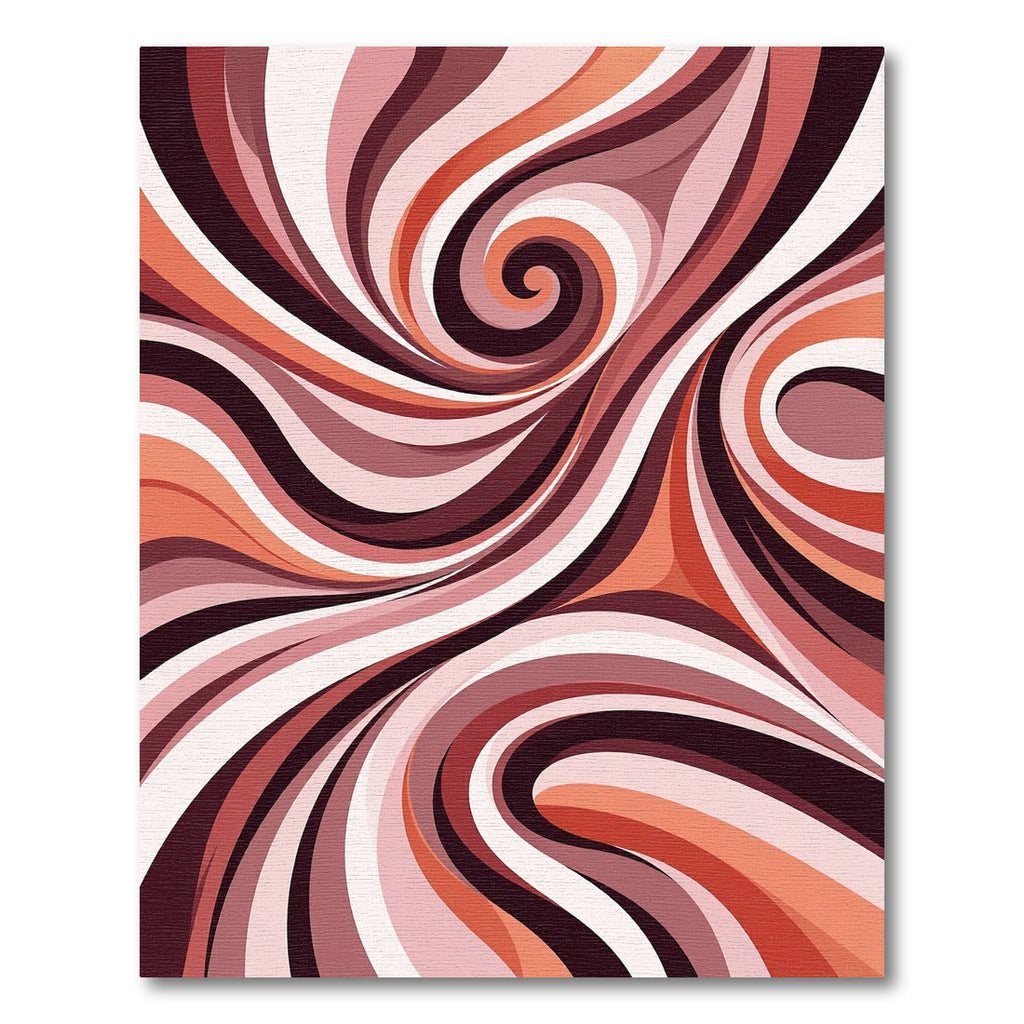 Abstract Terracotta Wave Swirl Rug