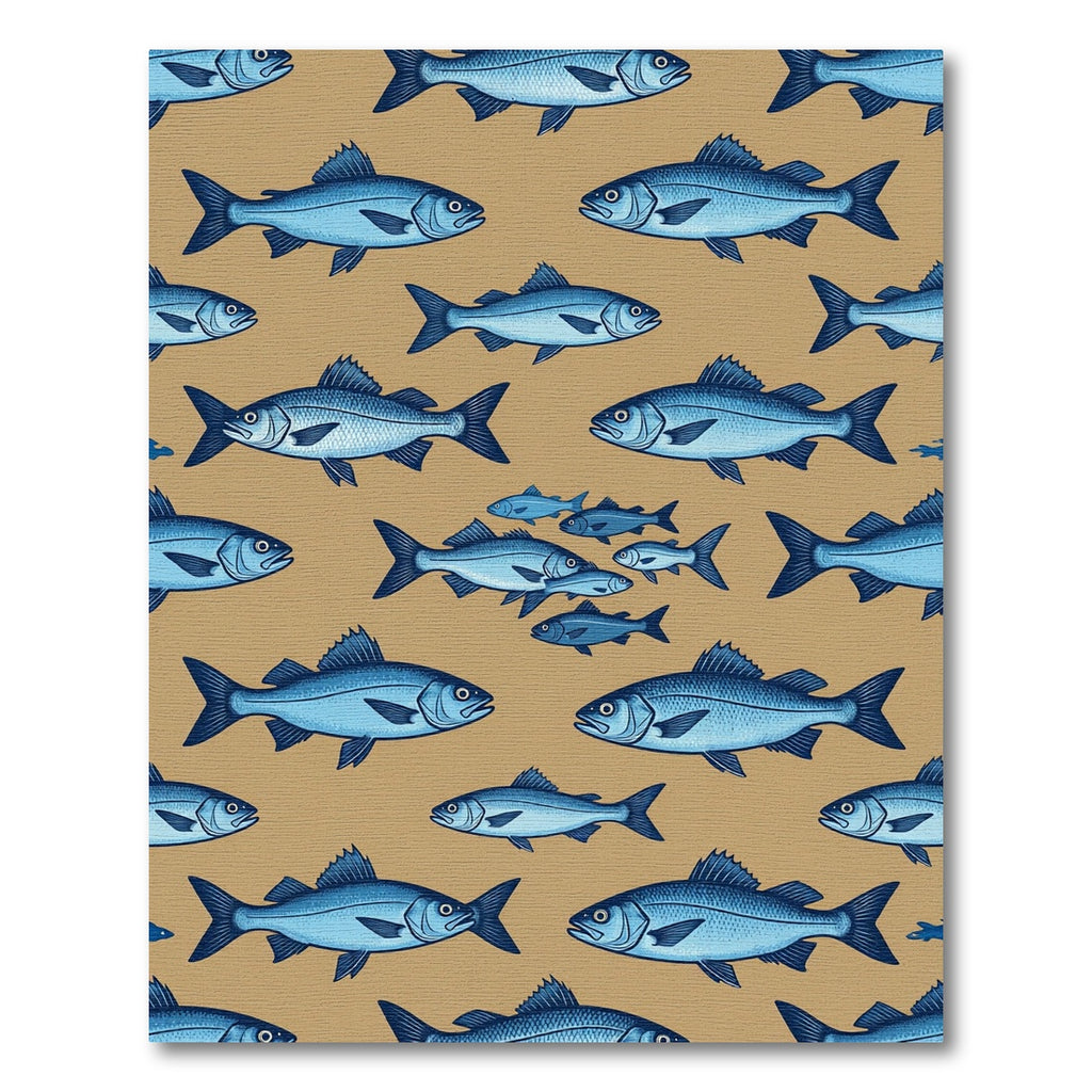 Blue Fish Nautical Illustration Sand Background Rug