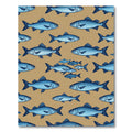 Blue Fish Nautical Illustration Sand Background Rug