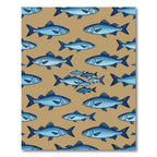 Blue Fish Nautical Illustration Sand Background Rug