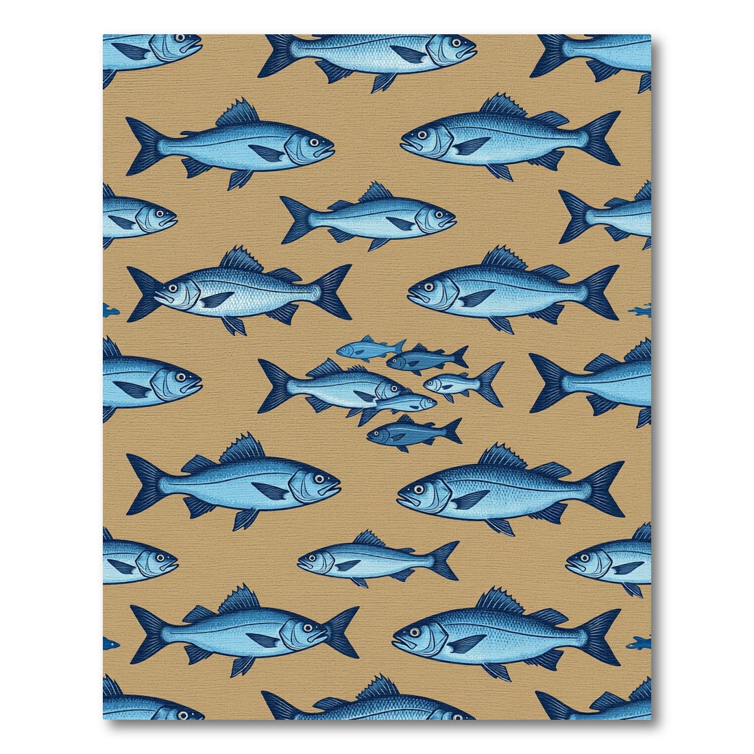 Blue Fish Nautical Illustration Sand Background Rug