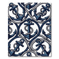 Navy Nautical Anchor Rope Illustration Rug