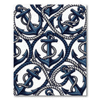 Navy Nautical Anchor Rope Illustration Rug