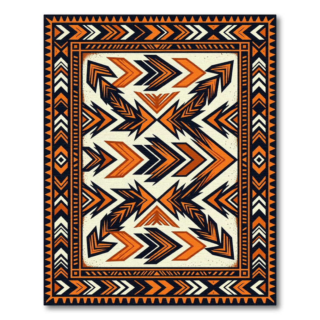 Geometric Amber Black Tribal Chevron Rug