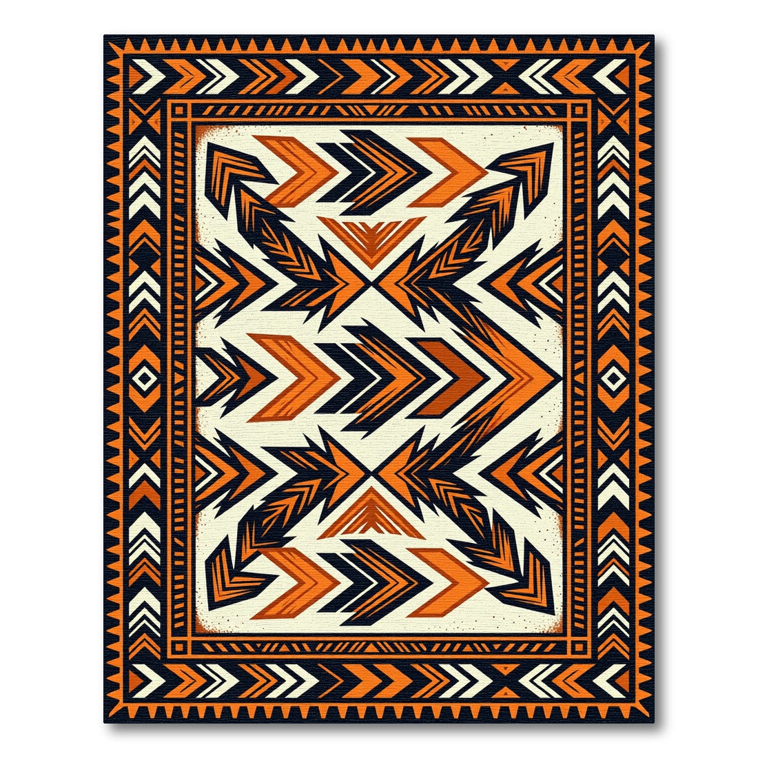 Geometric Amber Black Tribal Chevron Rug