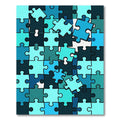 Modern Teal Blue Interlocking Jigsaw Abstract Rug
