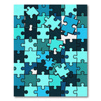 Modern Teal Blue Interlocking Jigsaw Abstract Rug