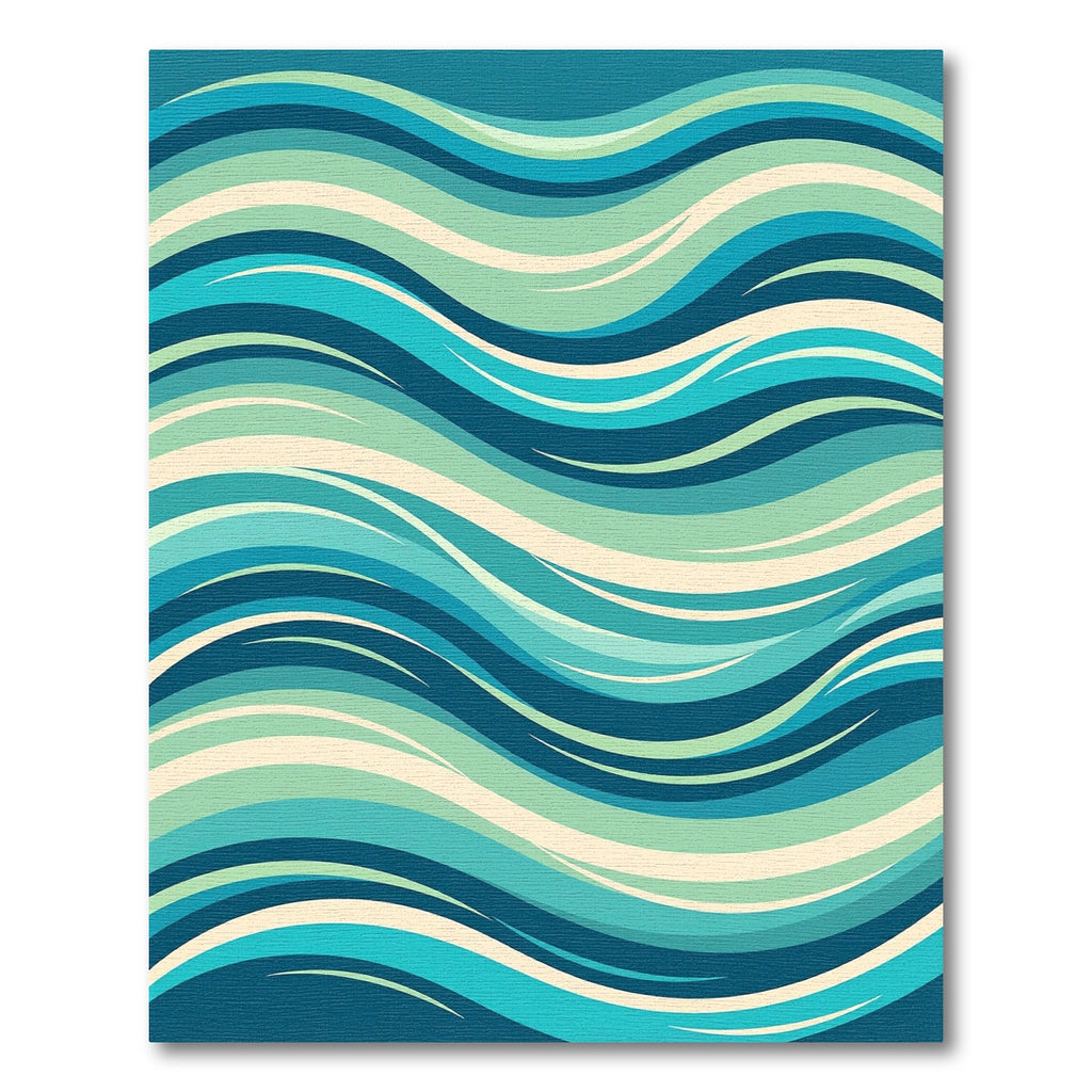 Serene Blue Wavy Coastal Layered Abstract Rug