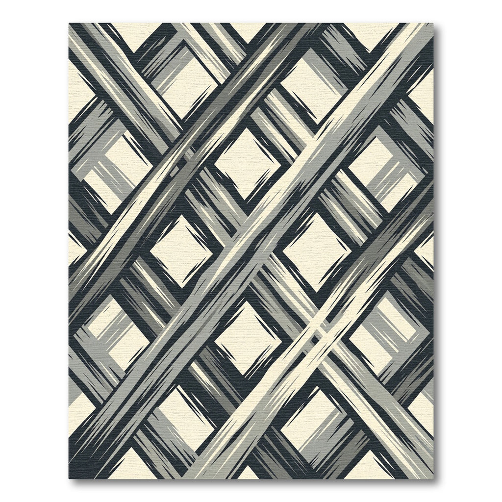 Grayscale Diagonal Brushstroke Diamond Rug