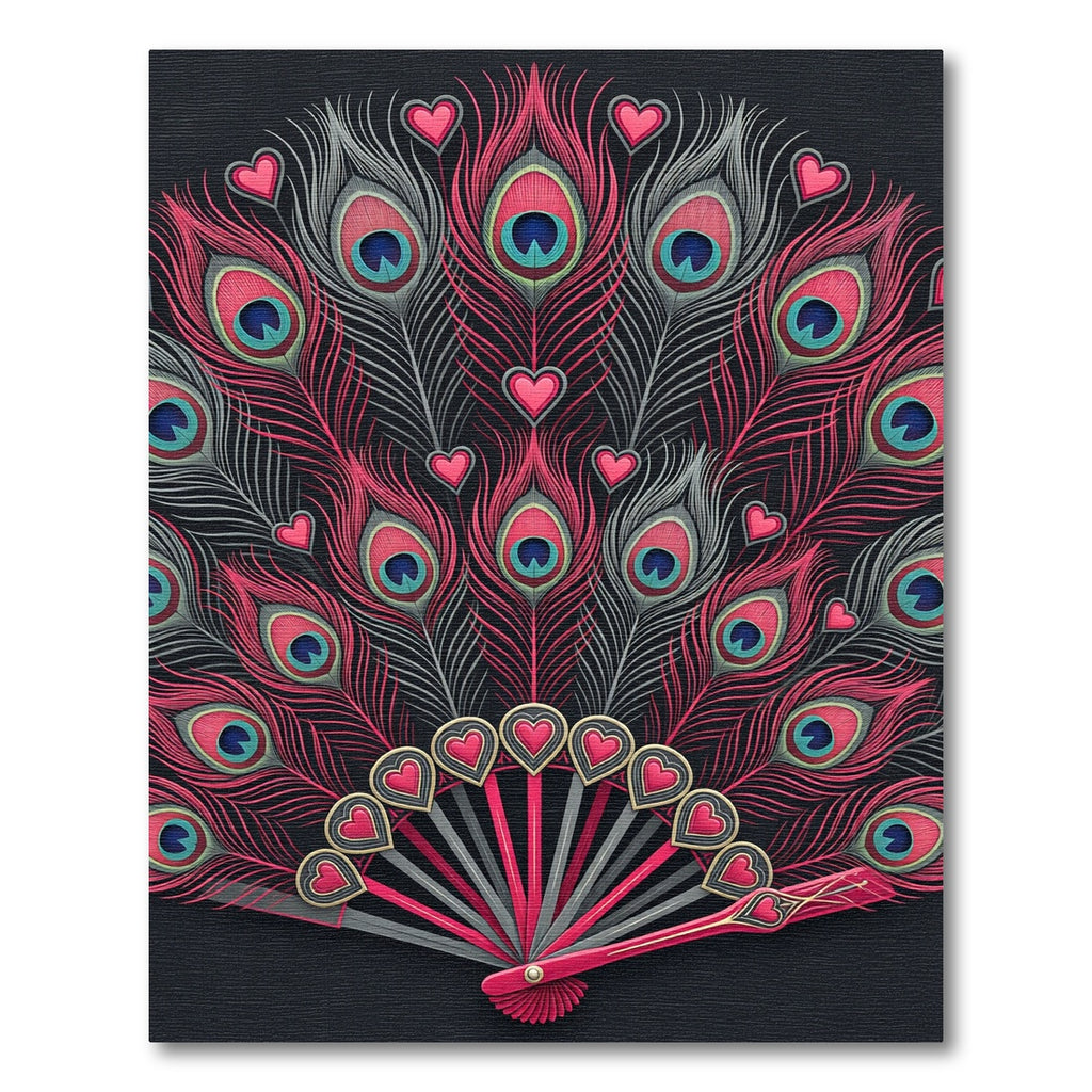 Pink Heart Peacock Feather Fan Rug