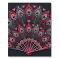 Pink Heart Peacock Feather Fan Rug