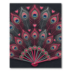 Pink Heart Peacock Feather Fan Rug