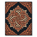 Orange Filigree Ornate Damask Medallion Rug